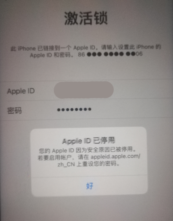 尚志苹果手机维修分享iPhone 12 出现提示“Apple ID 已停用”怎么办 